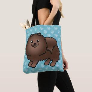 Bolso De Tela Perro de dibujos animados Pomerania de color marró