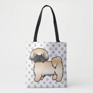 Bolso De Tela Perro De Dibujos Animados Shih Tzu De Oro Con Másc