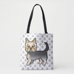 Bolso De Tela Perro De Dibujos Animados Yorkshire Terrier Azul Y