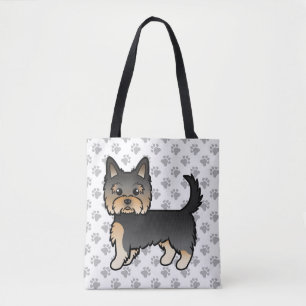 Bolso De Tela Perro De Dibujos Animados Yorkshire Terrier Negro