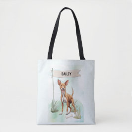 Bolso De Tela Perro de faraón Acuarela Perro Personalizado