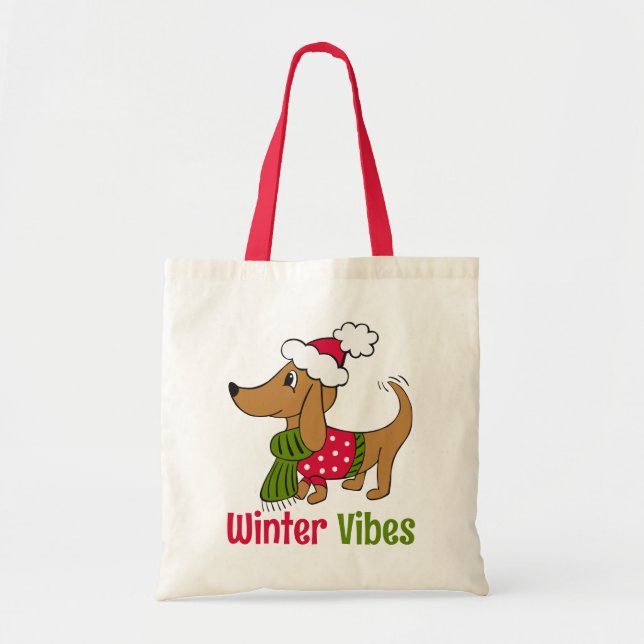Bolso De Tela Perro de invierno Dachshund  (Frente)