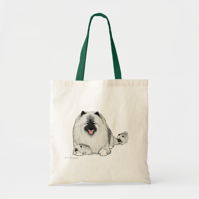 Bolso De Tela Perro de Keeshond con cachorros (Frente)