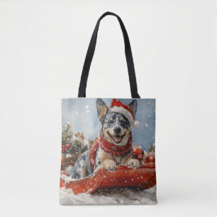 Bolso De Tela Perro de la Heeler Azul en la manga deja que nieve