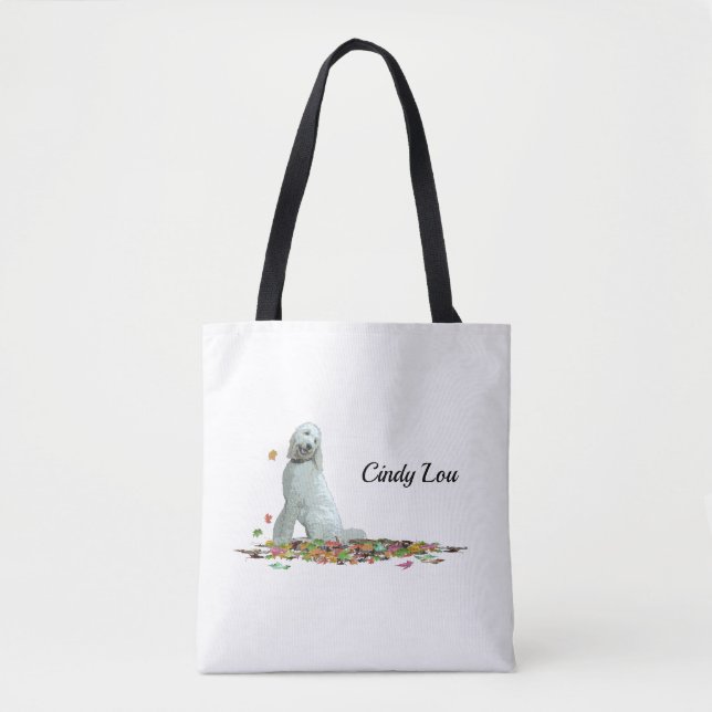 Bolso De Tela Perro de Labradoodle En Hojas Tota Bag (Anverso)