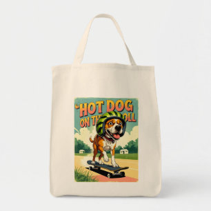 Bolso De Tela Perro de monopatín verano divertido retro playa