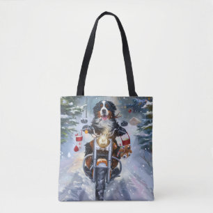 Bolso De Tela Perro de montaña bernés montando motocicleta Navid