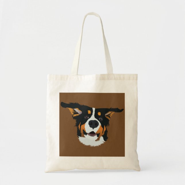 Bolso De Tela Perro de montaña feliz Bernese (Frente)