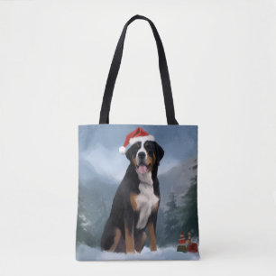 Bolso De Tela Perro de montaña suizo en Navidades de nieve