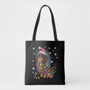 Bolso De Tela Perro de Navidad Dachshund Santa Wiener