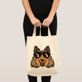 Bolso De Tela Perro de pastor de Shetland de Michigan con gafas