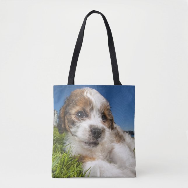 Bolso De Tela Perro de perrito lindo (Shitzu) (Anverso)