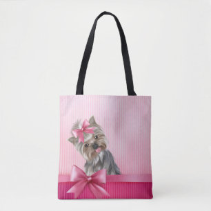 Bolso De Tela Perro de perrito rosado de princesa Yorkie de