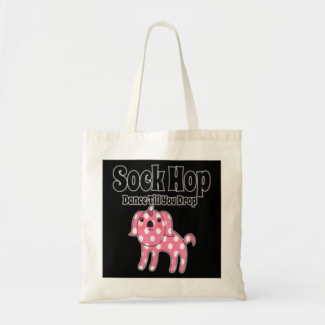 Bolso De Tela Perro de polka rosado de los años 50 (Frente)
