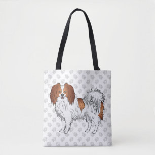 Bolso De Tela Perro de raza juguete Phalène rojo sobre huellas d