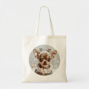 Bolso De Tela Perro de Reno Chihuahua de Navidad