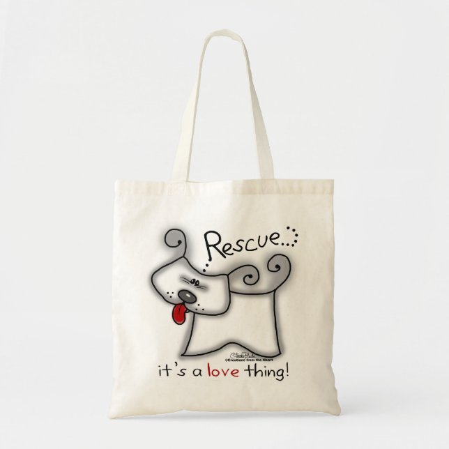 Bolso De Tela Perro de rescate... Es cosa de amor (Frente)