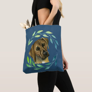 Bolso De Tela Perro de Rhodesian Ridgeback con la guirnalda