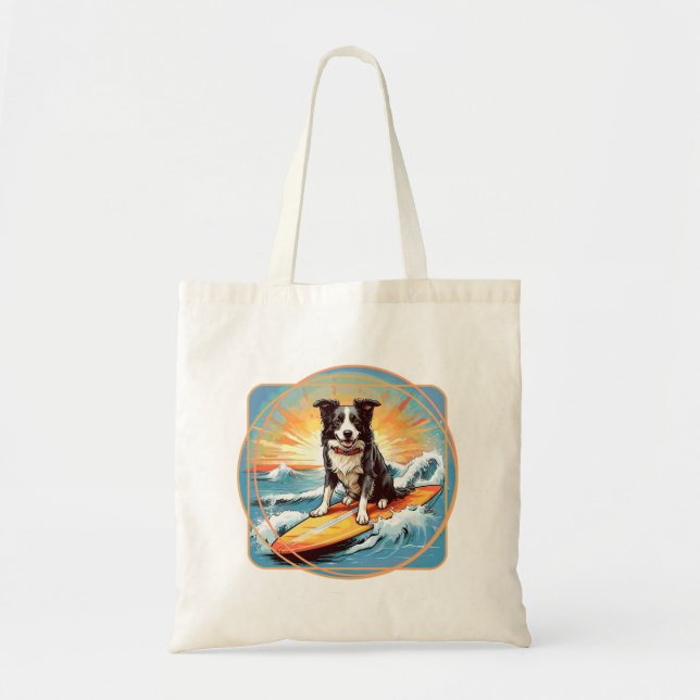 Bolso De Tela Perro de surf de Border Collie (Frente)