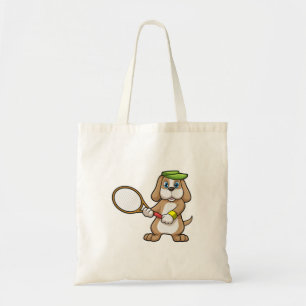 Bolso De Tela Perro de tenis con raqueta de tenis y gorra