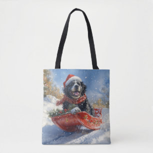 Bolso De Tela Perro de Terranova en manga deja que nieve Navidad