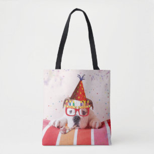 Bolso De Tela Perro del cumpleaños
