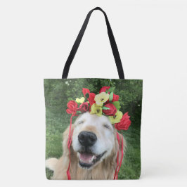 Bolso De Tela Perro del golden retriever con la corona de la