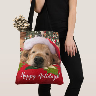 Bolso De Tela Perro del golden retriever del navidad dormido