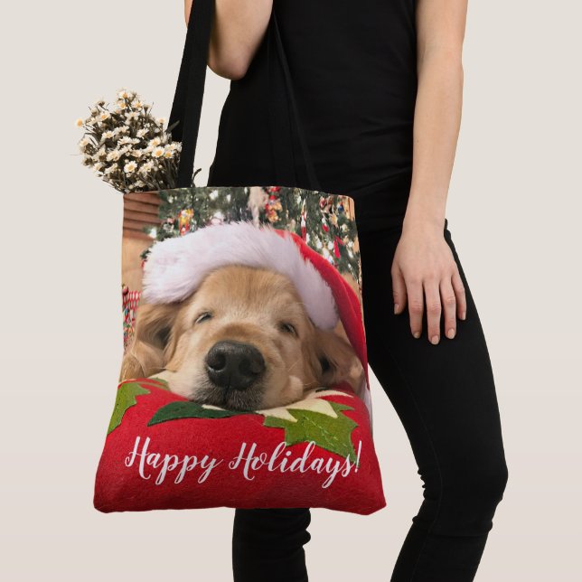 Bolso De Tela Perro del golden retriever del navidad dormido (Detalle)