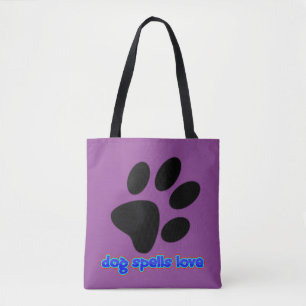 Bolso De Tela Perro Deletrea Amor con Huella de Pezuña