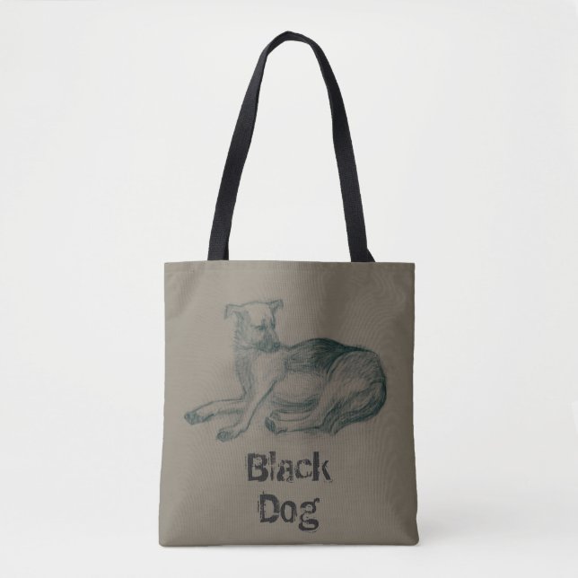 Bolso De Tela Perro. Dibujo a lápiz. (Anverso)
