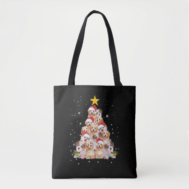 Bolso De Tela Perro divertidísimo del árbol de Navidad (Anverso)