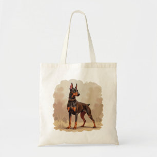 Bolso De Tela Perro Doberman Pinscher Marrón Óxido Rojo