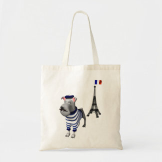 Bolso De Tela Perro en Beret frente a la Torre Eiffel