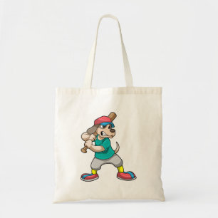 Bolso De Tela Perro en el béisbol con bate de béisbol