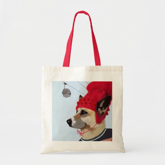 Bolso De Tela Perro en suéter de esquí (Frente)