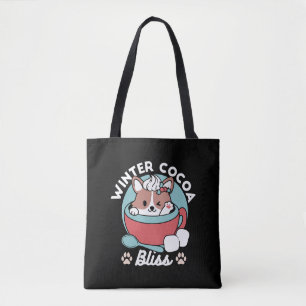 Bolso De Tela Perro en taza festiva para vibraciones de vacacion