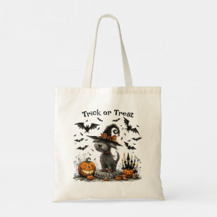 Bolso De Tela Perro en un truco o trato de Gorra de bruja en Hal