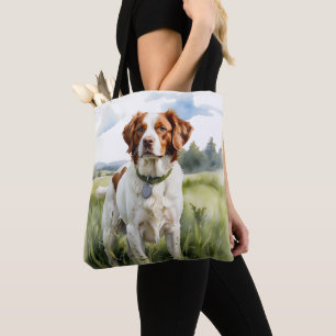 BOLSO DE TELA PERRO ESPAÑOL ROJO Y BLANCO