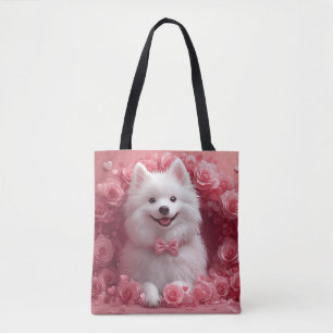 Bolso De Tela Perro Esquimal Americano con Rosas - Día de San Va