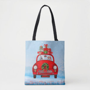 Bolso De Tela Perro esquimal americano en coche con Papá Noel