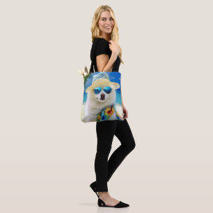 Bolso De Tela Perro esquimal americano en la playa, regalo de ve
