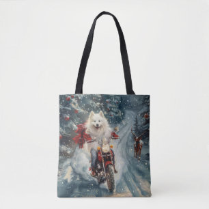 Bolso De Tela Perro Esquimal Americano Montando Motocicleta Navi
