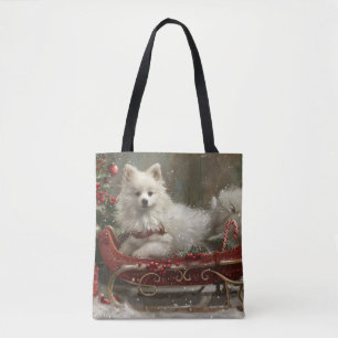 Bolso De Tela Perro Esquimal Americano Navidad Festiva