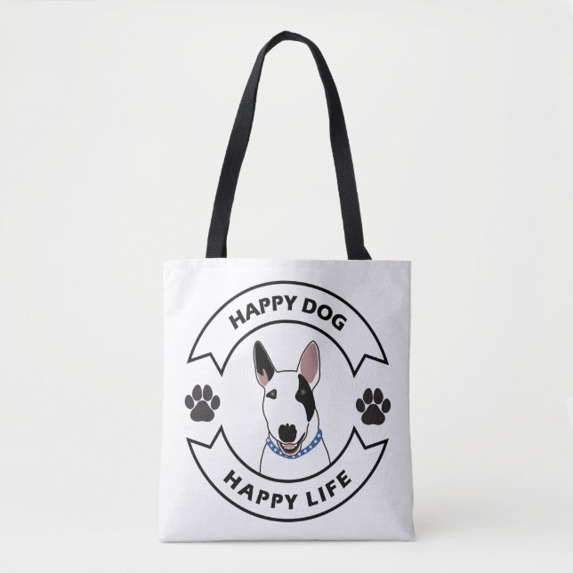 Bolso De Tela Perro feliz, vida feliz (Anverso)