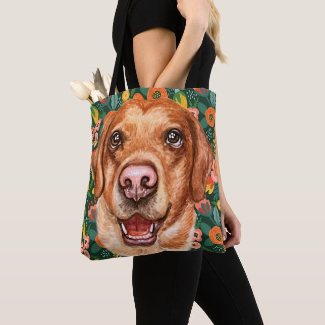 Bolso De Tela Perro Floral Labrador (Detalle)