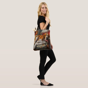 Bolso De Tela Perro Foxhound Americano Inglés de Navidad Festiva