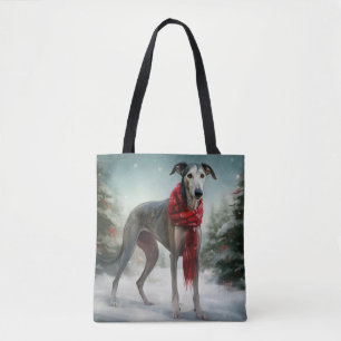 Bolso De Tela Perro Galgo en Navidad de Nieve
