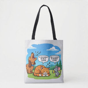 Bolso De Tela Perro, gato y ratón divertidos de dibujos animados