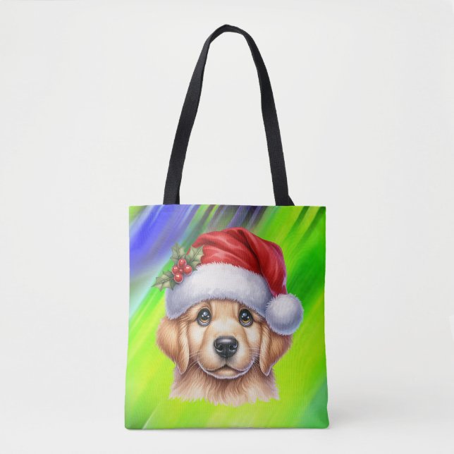 Bolso De Tela Perro Golden Retriever con Santa Claus Style-82535 (Anverso)